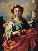 Giacomo Cestaro A female Saint holding a plate of roses Sweden oil painting artist